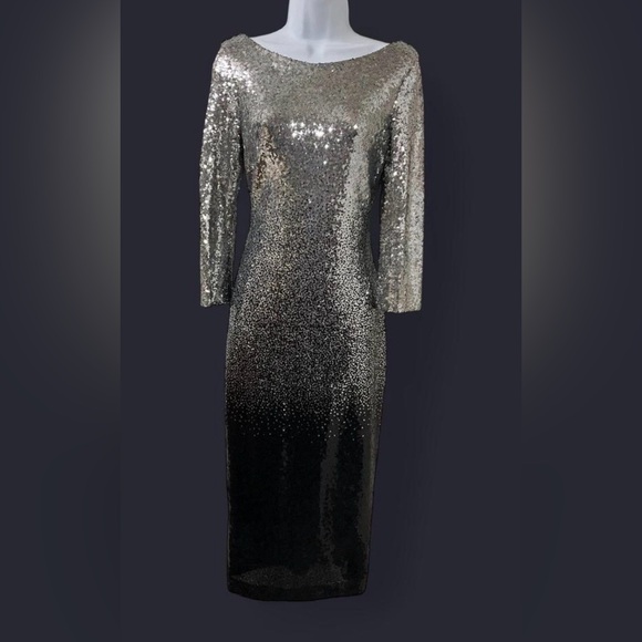 Premier Amour Dresses & Skirts - Premier Amour Silver to Black Ombré Sequin Dress